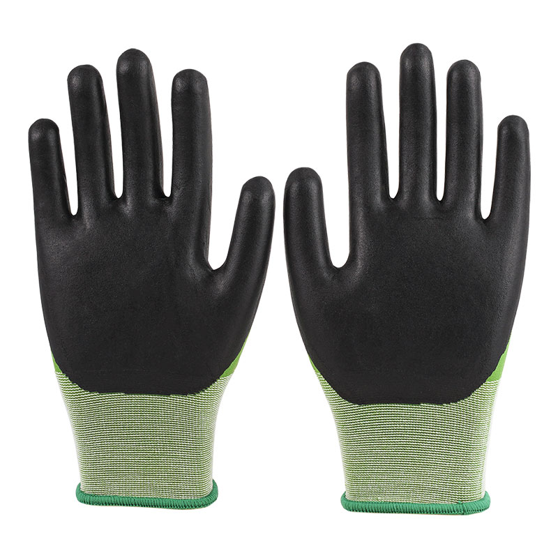 Luvas de látex de nylon verdes com espuma ultrafina de 21 calibres