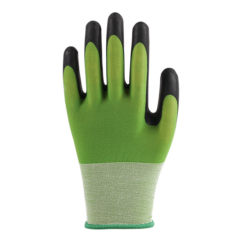 Luvas de látex de nylon verdes com espuma ultrafina de 21 calibres