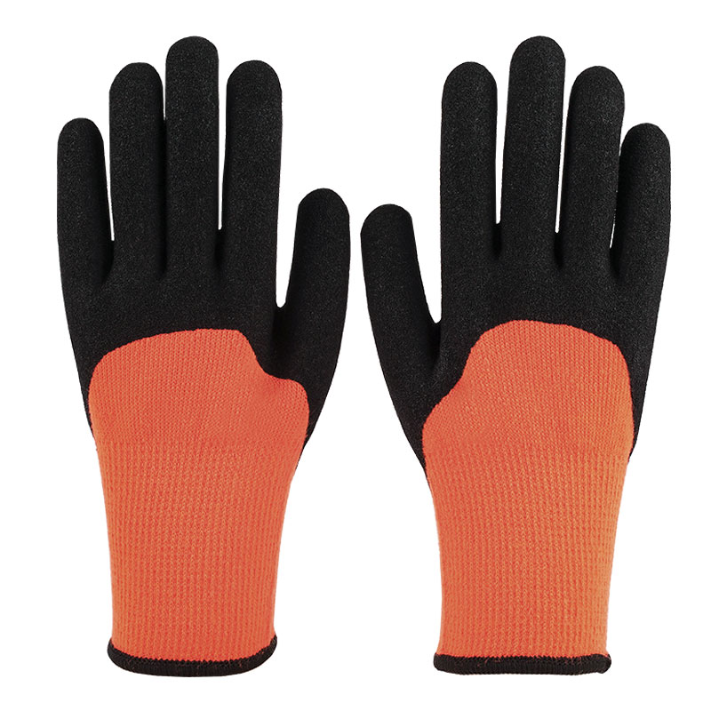 Luvas de calibre 10 Terry Nitrile 3/4 mergulhadas em vermelho laranja fosco